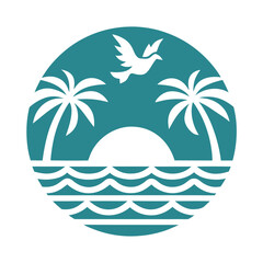 dove in tropical paradise on beach silhouette