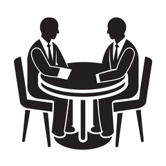 Obraz premium negotiation table discussion between two silhouettes