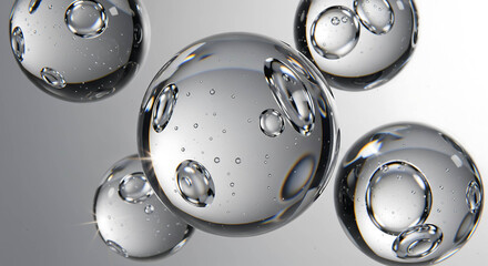 Transparent bubbles in water spheres modern artistic decorative backdrop
