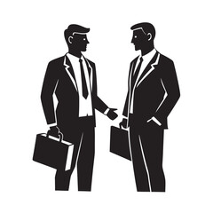 silhouette of two men negotiating business deal