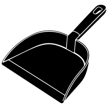 Black plastic dustpan for cleaning