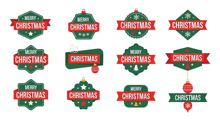 Collection of christmas badge designs with festive ornaments, perfect for adding holiday cheer to your projects