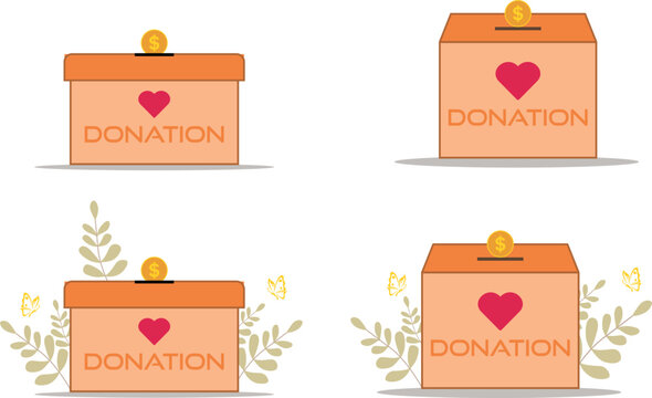 Donation box vector. Donation box charity concept.