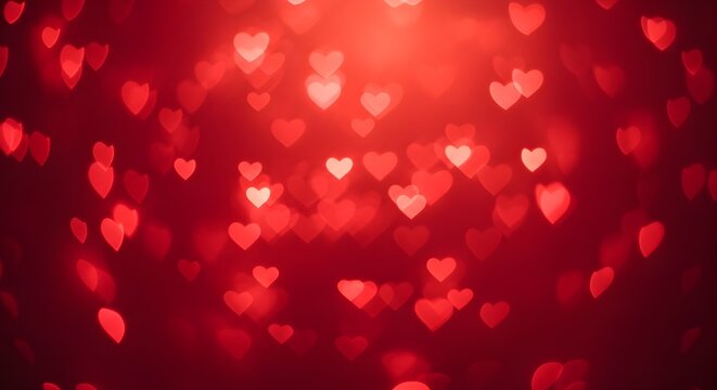 Abstract red heart bokeh background for valentines day or romantic occasions