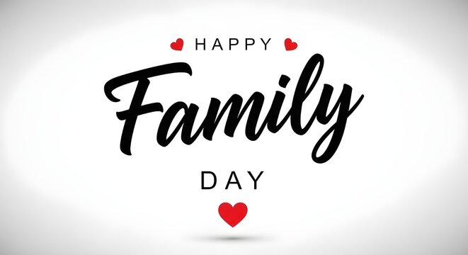 Happy family day celebration with heart symbols isolated on white background