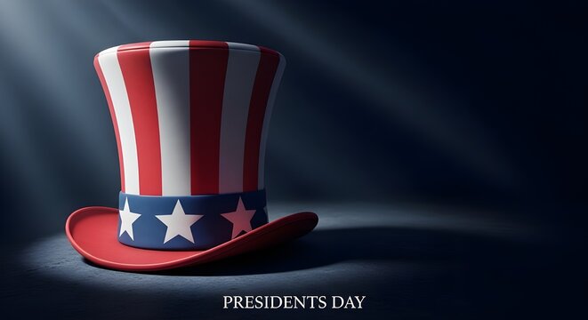 Uncle sams hat with red and white stripes for presidents day celebration