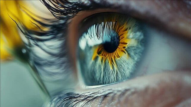 Close-up of human eye with detailed focus on iris and pupil. This is suitable for use in medical, scientific, or educational contexts where visual depictions of eyes are needed.