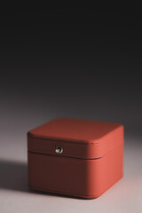 Red jewelry gift box on background