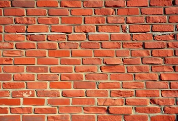 Obraz premium Rough-textured brick wall, varying shades of red and brown, backdrop, solid