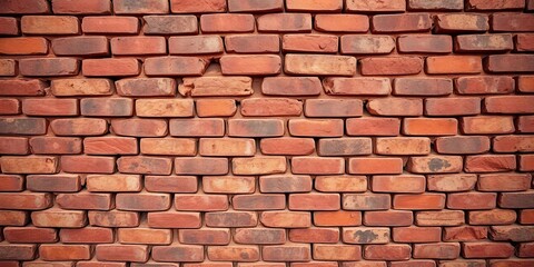 Obraz premium Rough-textured brick wall, varying shades of red and brown, rustic, abstract