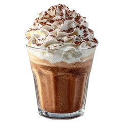 Iced Chocolate Drink with Whipped Cream and Chocolate Shavings beverage coffee isolated on a transparent background