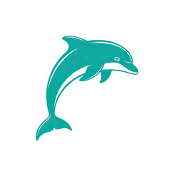 Fototapeta premium Joyful turquoise dolphin leaps dynamically through ocean waves, embodying freedom and marine life's vibrant spirit