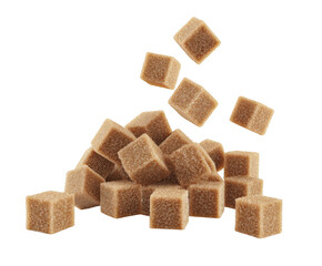 Pile of Brown Sugar Cubes Falling image graphic isolated on a transparent background