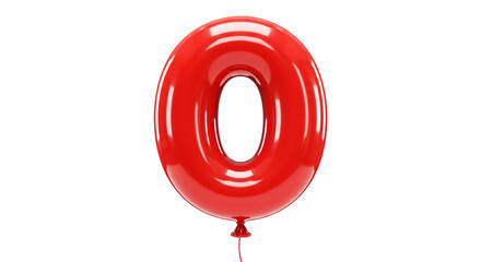 Red Balloon Number Zero Celebration Party Happy Anniversary Birthday Decoration Graphics on transparent background
