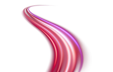 A vibrant pink and white light streak curving against a stark black background for a modern abstract look