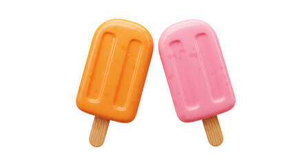 Popsicle Party Orange and Pink Popsicles Clinking in Summer Fun Frozen Treat Celebration on transparent background