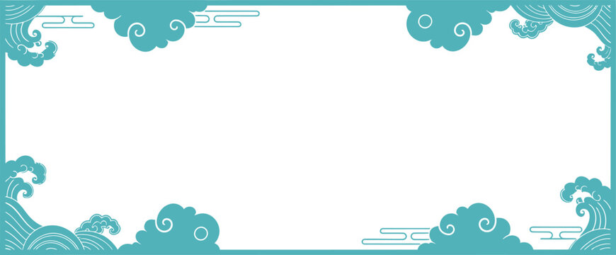 Elegant teal decorative border with swirling ornate floral elements