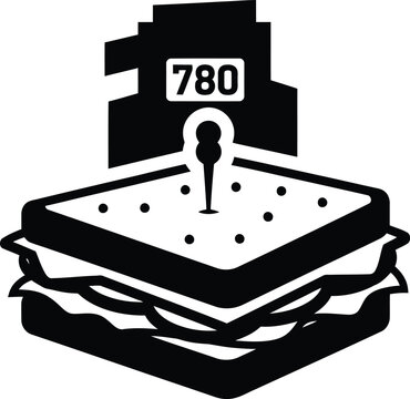 Sandwich with a 780 calorie count and a toothpick