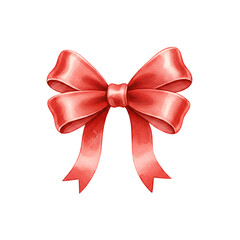 Fototapeta premium Elegant red satin ribbon bow isolated on black background