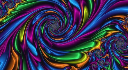 Explosive neon ribbons swirl through fractal paths with silky gradients and liquid galaxy depth, creating a dynamic, luxurious abstract background.