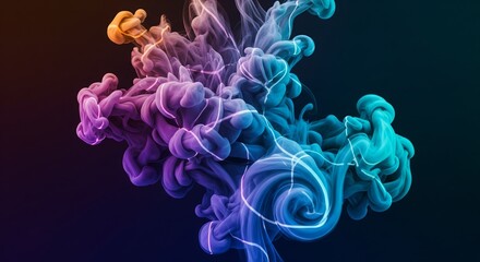 Organic smoke-ink swirls in radiant holographic tones blend with deep shadows, creating a luxurious, futuristic, and dynamic abstract design.