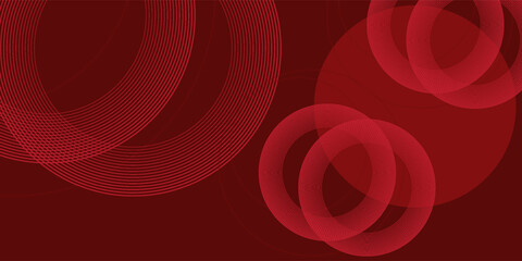 Abstract red background with glowing curve lines. Modern shiny red gradient geometric circle lines pattern. Futuristic concept