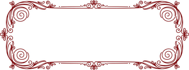 Ornate vintage red scrollwork frame with decorative flourishes