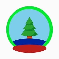 Simple christmas tree inside a snow globe icon