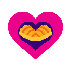 Heart embracing croissants