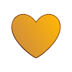 Golden heart shape with dark outline on white background