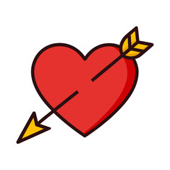 Red heart pierced by cupid s arrow icon