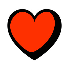 Bold red heart with black outline on white background