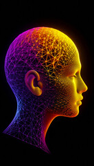 Obraz premium AI Profile with Intricate Wireframe 