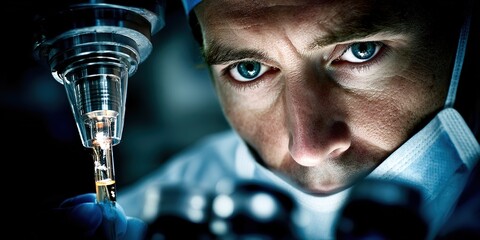 Scientist conducts research with precision using advanced laboratory equipment in a modern lab setting