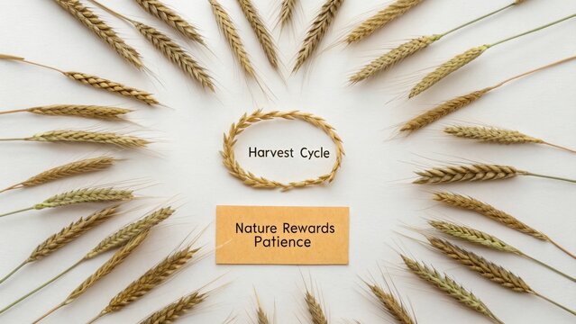 Wheat stalks in circular pattern and with harvest concept