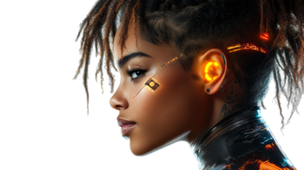 Futuristic Robot with Mechanical Details on Transparent Background