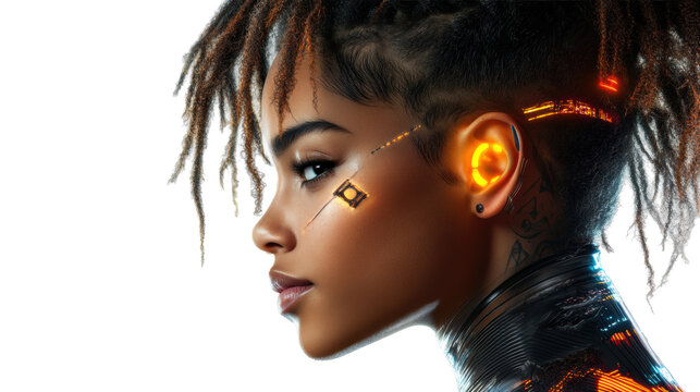 Futuristic Robot with Mechanical Details on Transparent Background