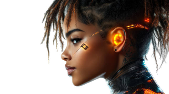 Futuristic Robot with Mechanical Details on Transparent Background