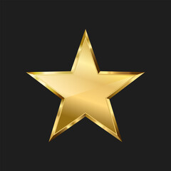 Gold star on dark background, Rating golden star icon, Top quality concept, Vector illustration.