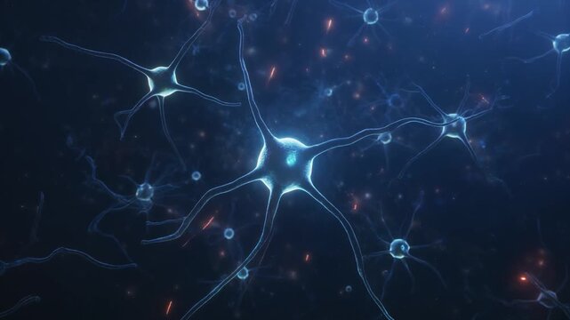Intricate Neural Network: A captivating close-up of interconnected neurons, pulsating with energy, represents the complex web of human intelligence, revealing the mysteries of the brain