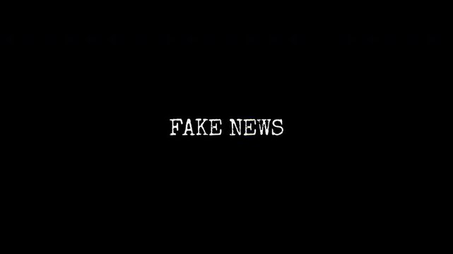 Fake News animated text with intentional distortion glitch effect. 4k quality video.
