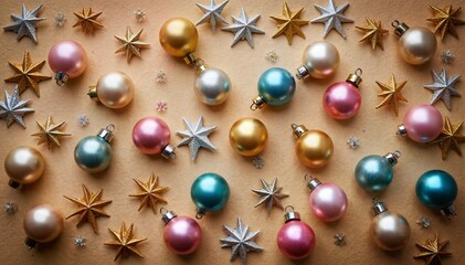 Festive Pastel Vintage Christmas Ornaments