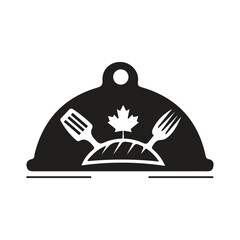 Creative chef logo with maple leaf symbolizing Canadian cuisine, food festival, or restaurant branding.
