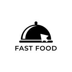 Obraz premium Modern fast food logo, closed dish illustration symbol.