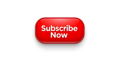 Glossy red subscribe now button with white text on white background