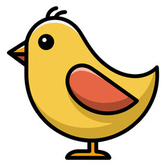 Adorable Yellow Chick Cartoon Illustration with Orange Wing.