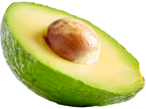 Fresh half avocado with seed isolated on white background, representing healthy food, nutrition, and natural lifestyle. - Powered by Adobe