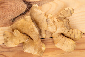 Ginger root, macro, top view.