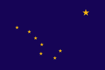 Transparent PNG file of vector graphic of the Alaska state flag, part of the United States of America. Comprised of a blue background with stars in the plough constellation and the North Star