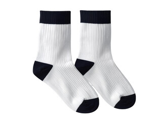 Comfortable pair of soft cotton socks neatly placed side by side, isolated on transparent background.